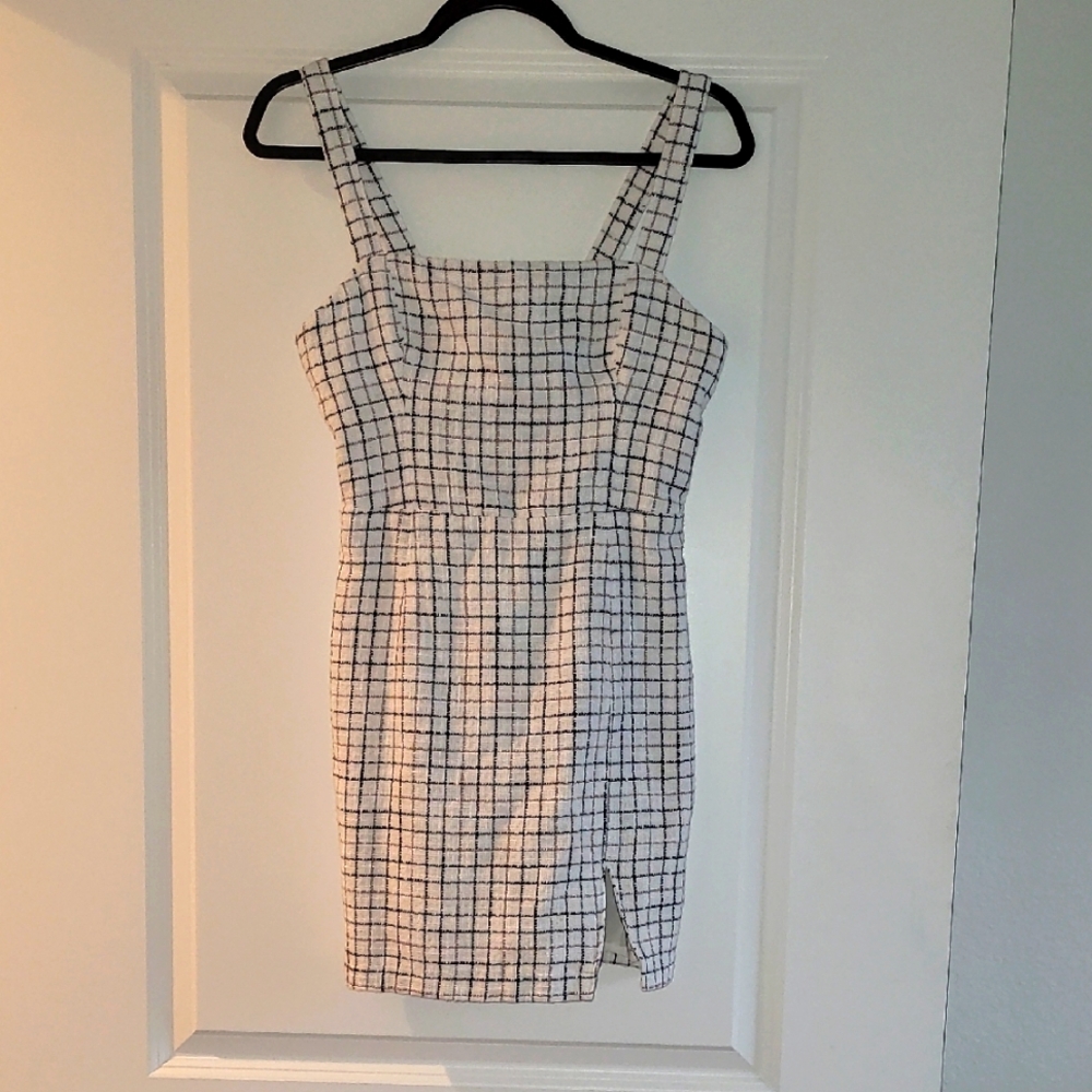 Stylish Black and White Checkered Dress